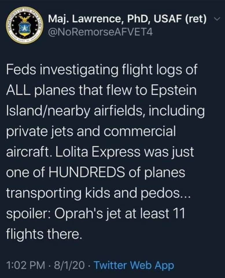 Oprahs Jet Goes To Epsteins Pedo Island Joe Kennedy Learning Teaching And Earning With 